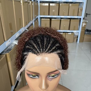 Perruques Courtes Populaires en <span class=keywords><strong>Cheveux</strong></span> Brésiliens Bouclés Africains avec Dentelle Frontale 13x4 pour Femmes Noires - Product Image 3