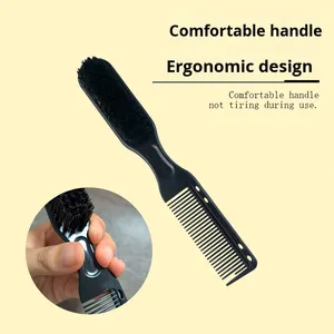 Logo personalizzato barbiere fornisce oro doppia <span class=keywords><strong>barba</strong></span> pettine e <span class=keywords><strong>Set</strong></span> di spazzole con setole in Nylon e manico in plastica <span class=keywords><strong>per</strong></span> la toelettatura da <span class=keywords><strong>uomo</strong></span> - Product Image 1