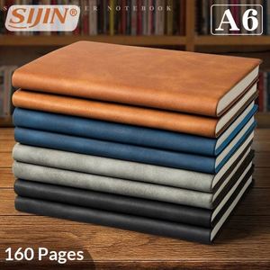 A6 Portable Pocket <b>Notebook</b> PU Thread Sewing Cover <b>Mini</b> Simple Notepad School 80 Sheets Gift Diary Wholesale - Product Image 2