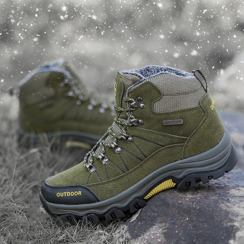 Оптовая продажа замшевые высокие резиновые горные походные ботинки Водонепроницаемая уличная мужская обувь