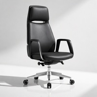 Chaise de bureau exécutive en cuir véritable, inclinable, réglable en hauteur, avec structure en alliage d'aluminium et base à cinq étoiles