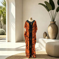 Robe longue ample en coton à manches chauve-souris avec hijab, style kaftan africain grande taille pour femmes musulmanes, motif floral, patchwork, collection été – Offre spéciale