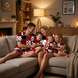 Pyjamas en bambou assortis <span class=keywords><strong>pour</strong></span> la <span class=keywords><strong>famille</strong></span> Babylovey OEM, impressions de logo personnalisées, ensemble de vêtements de nuit <span class=keywords><strong>pour</strong></span> <span class=keywords><strong>les</strong></span> vacances et la maison - Product Image 6