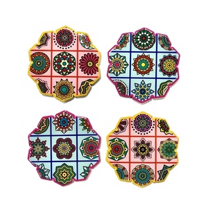 Posavasos Redondos de Corcho y Cerámica con Diseño Mandala Bohemio, Resistentes al Calor y Antideslizantes, para Mesa de Comedor, Personalizables - Product Image 6