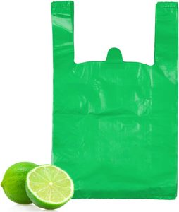 Bolsas de Camiseta Reciclables de HDPE Rosa con Asas Impresas en Serigrafía para Uso Comercial o Personal - Product Image 1