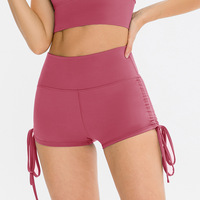 Yutuo Damen High-Waist Einfarbige Übergrößen Fitnesshose Dreiviertel-Yoga-Shorts Hüftliftende Lauf-Trainings-Sportshorts Elastisch