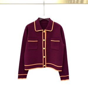 Oem odm של נשים הבציר הצוואר קרדיגן זוהר טכניקת chard מפואר כפתורים מהודר כיסים ארוכים בחזה בסתיו החורף - Product Image 1