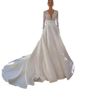 S1262R nueva gran oferta encaje bordado apliques satén cola Super Hada Simple temperamento Hada novia vestido de novia ligero - Product Image 3