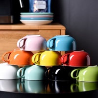 Rétro tasses grès Jumbo Latte tasses réactive glaçure tasse à café en céramique avec sauce pour bureau et maison
