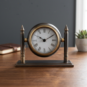Vintage <b>Battery</b> Operated <b>Mechanical</b> Table <b>Clock</b>-Antique Desk <b>Clock</b>-Decorative Retro Aluminum Table <b>Clock</b> with Modern Design - Product Image 3
