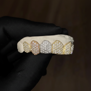 Diamante Grillz Iced Out oro blanco Grillz puente 18K oro y 925 plateado Grillz para joyería de moda unisex - Product Image 1