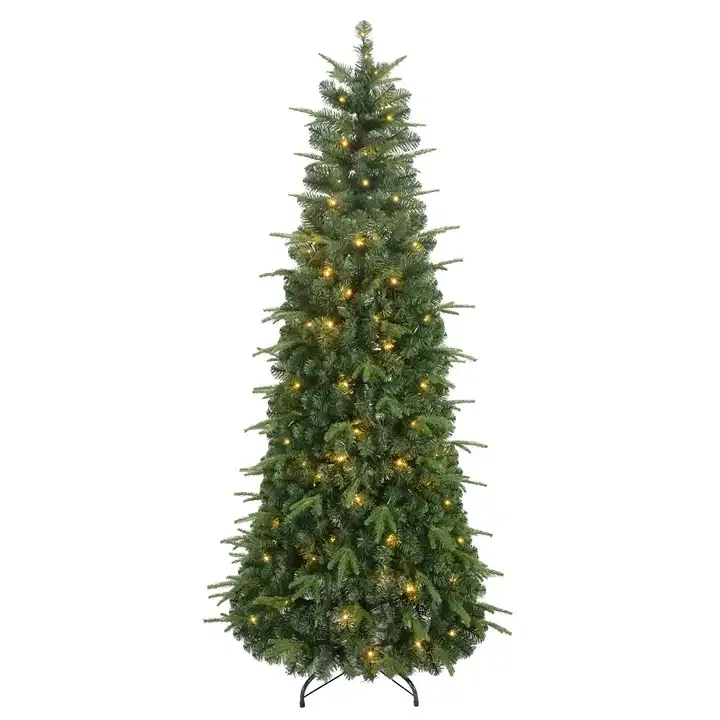 6ft 7ft 8ft Green Gold White Blue Pvc Pe Pet Metal Frame Artificial Christmas Trees With Decoration