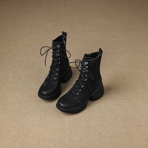 Zapato Artesanal de Una Sola Pieza con Hebilla Grande, Estilo Retro, Tacón Redondo, Cuero Genuino, Impermeable, Suela Blanda Antideslizante - Product Image 6