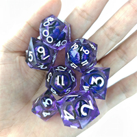 Set dadu DND inti cairan mata naga ungu untuk dugeon dan naga bermain peran permainan polihedral tepi tajam Resin RPG Set