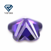 Pierres précieuses synthétiques en zircon cubique en forme de fleur, grade 5A, 3x3mm-12x12mm, violet/foncé