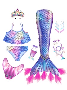 <span class=keywords><strong>Maillot</strong></span> de bain sirène pour filles, costume de princesse sirène, design brillant et scintillant, tenue de fête à la plage, cadeau d'anniversaire - Product Image 1
