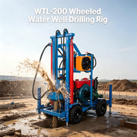 Foreuse de puits d'eau portable sur remorque de 260 m WTL-200, machine de forage multifonctionnelle diesel pour fermes rurales