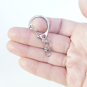 Pendentif porte-clés en métal avec boucle en C, forme géométrique, argent et or, en stock, composants de bijoux personnalisables - Product Image 1