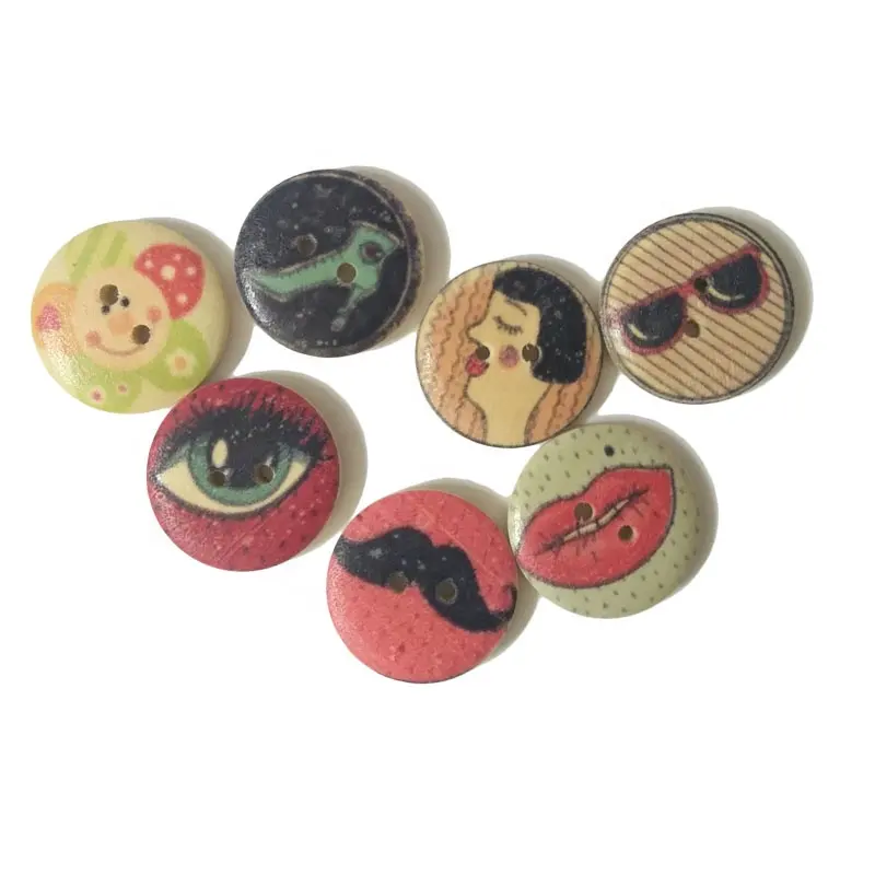 DIY garment accessories children's cartoon color 15mm wooden button