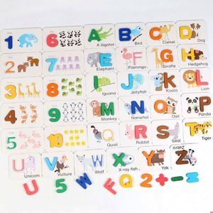 Wooden Number Alphabet Flash <b>Cards</b> Matching Sight Words ABC Letters Recognition Game Read Spelling Learning Toy - Product Image 4