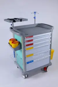 MT MEDICAL Furniture Mobile ABS Drugs Hospital Medical Crash Cart Plastic Emergency Medicine Trolley For Animal