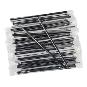 Pailles jetables 100 pièces en plastique noir, droites, pour fêtes, jus et bubble tea - Product Image 1