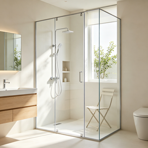 Cabine de <span class=keywords><strong>douche</strong></span> robuste en verre trempé épais avec profilés en aluminium, cabine intégrée gain de place - Product Image 2