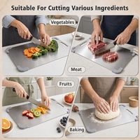 Keuken antislip titanium snijplank met siliconen hoeken 2,0 mm dik SS304 snijplank multi-formaat metalen snijblokken