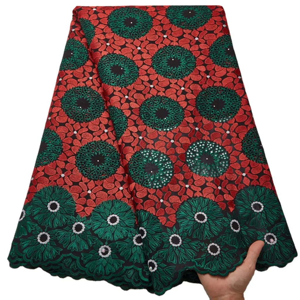 아프리카 레이스 원단 드레스 코튼 2021 고품질 스위스 레이스 원단 나이지리아 웨딩 코튼 드레스 패브릭 2373