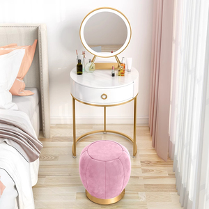 Coiffeuse Moderne Style <span class=keywords><strong>Scandinave</strong></span> avec Miroir LED Intégré, Écologique, Durable, Table de Maquillage Réglable, Gain de Place - Product Image 5