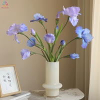 Batang Bunga Iris Buatan dengan Kelopak Kain Realistis, Batang dan Tunas yang Dapat Dibengkokkan untuk Dekorasi Vas Rumah dan Pernikahan.