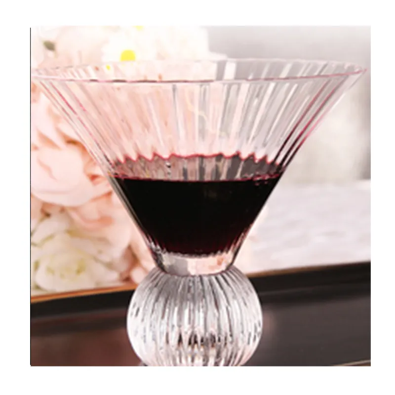 Factory price Hand made lead free ribbed crystal cocktail glass large quantity in stock custom color factory direct supply