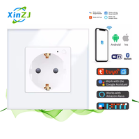XZJ Tuya 2025 EU Home Wifi 250V 16A Prise murale électrique intelligente IP44 Prise en verre pour maison intelligente Prise murale sans fil 16A
