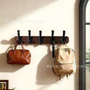 Wooden Wall Mounted Coat Rack With 4 <b>Hooks</b> For Entryway Living Room Bedroom Bathroom Multi Purpose Storage Easy Install - Product Image 5