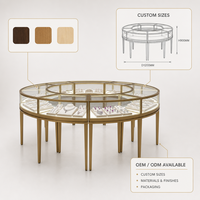 Vitrine de présentation de bijoux ronde multi-faces sur mesure avec cadre métallique, éclairage LED, vente en gros directe usine