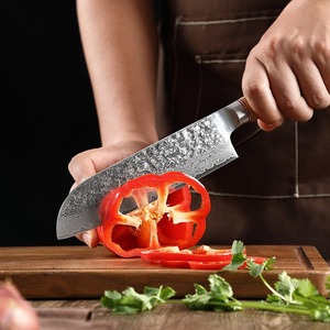 Ensemble de 7 couteaux de chef en acier Damas avec manche en bois, couteaux de cuisine professionnels pour les cuisiniers à domicile, les passionnés de cuisine, cadeau - Product Image 3
