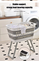Panier à linge pliable en PP+TPR avec pieds à support, portable, empilable, pour le rangement des vêtements sales à la maison
