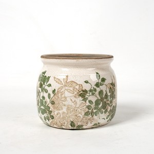 Maceta de Cerámica de Estilo Vintage con Efecto Envejecido, Boca Redonda, Esmalte Agrietado, Diseño de Porcelana Azul y Blanca; Maceta; Jardinera - Product Image 4