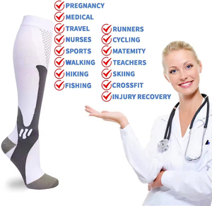Calcetines de Compresión Deportivos Antibacterianos con Logotipo Personalizado para Fútbol, para Hombre y Mujer, 20-30 mmHg - Product Image 3