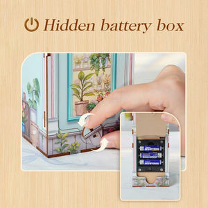 Tonecheer Flower Shop TQ141 Book Nook Caja de batería oculta Iluminación de detección automática Escena de la calle Rompecabezas de madera 3D Kit de manualidades Diy - Product Image 3