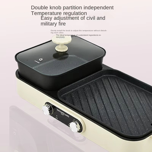 All-in-One Smokeless <b>Electric</b> <b>BBQ</b> Hot Pot Grill Korean Style Table Barbecue Pan Non-stick Mechanical Control - Product Image 5