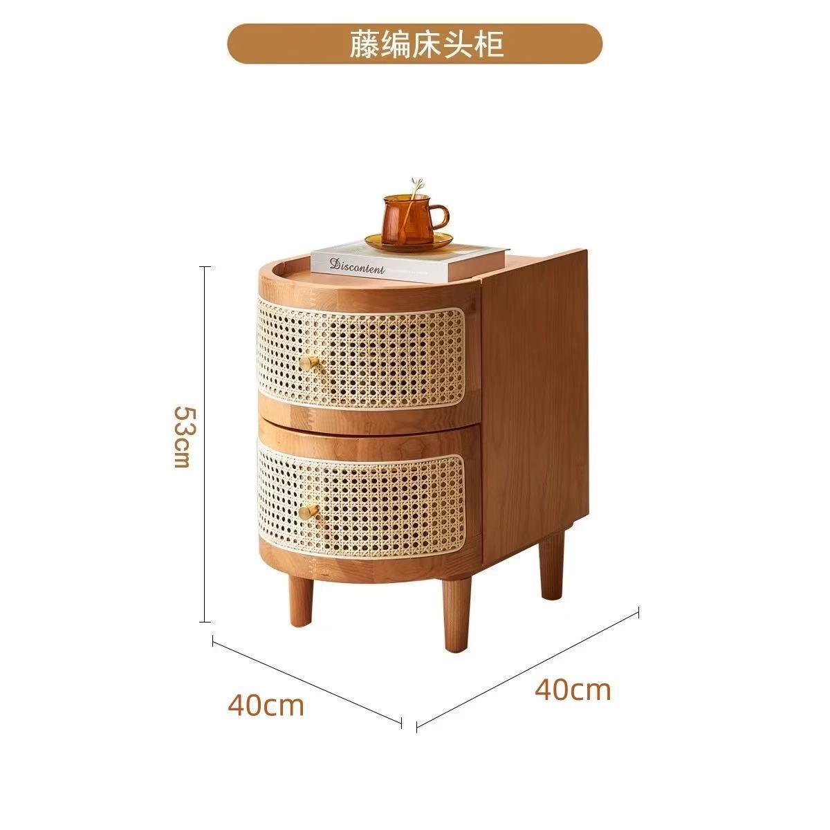 Cherry wood color [Metal handle - rattan design]
