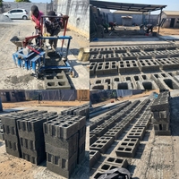 Petite machine mobile de fabrication de briques diesel 4-45, machine à fabriquer des blocs creux en béton à partir de cendres volantes et de déchets de construction
