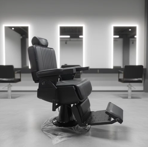 Chaise de Coiffure Professionnelle de Luxe Noir et Or Vintage avec Pompe Hydraulique Robuste et Inclinable – Offre Spéciale - Product Image 2