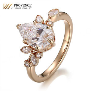 Anillo de Oro Sólido de Lujo de 14k/18k con Certificado IGI, Anillo de Diamante Cultivado en Laboratorio de 1.5ct en Forma de Pera, Anillo de Compromiso para Novia, Regalo de Aniversario de Bodas - Product Image 1