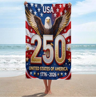 Serviette de plage en microfibre ultra-fine de haute qualité, personnalisée, pour le 250e anniversaire de l'Amérique, idéale pour l'intérieur et l'extérieur, les voyages à la plage