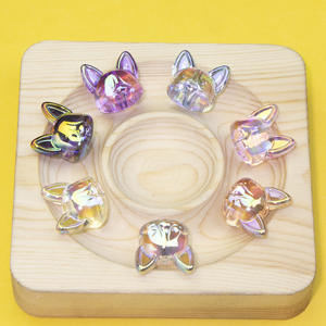 Cuentas acrílicas de cabeza de Corgi de colores transparentes para llavero de materiales hechos a mano DIY accesorios de cadena de teléfono móvil - Product Image 3