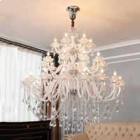 Lustre moderne européen à 32 bras en cristal, grand lustre blanc pour la décoration d'hôtel, de mariage, de salon de taille moyenne