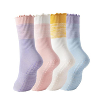 Chaussette de yoga pour femmes chaussette de Pilates antidérapante personnalisée chaussette de Pilates à prise de couleur dégradée logo personnalisé
