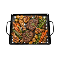 Accessoires de cuisine BBQ professionnels, poêle à griller en acier inoxydable durable, grande taille, à trois côtés, avec bords pliés